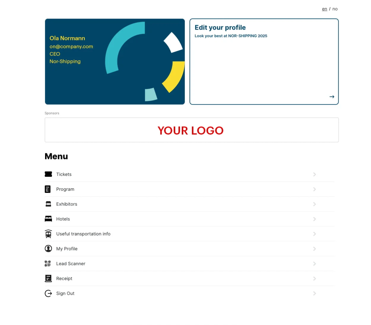 MyNorshipping login screen MyNorshipping login screen